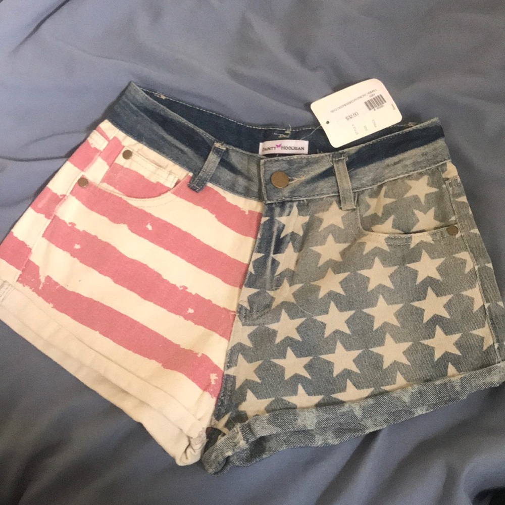 NWT Dainty Hooligan Distressed Patriotic Shorts